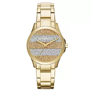 A│X Armani Exchange 迷人丰采時尚晶鑽腕錶-金