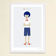 【摩達客】西班牙知名插畫家Judy Kaufmann藝術創作海報掛畫裝飾畫 (附Judy本人簽名)(含木框)我愛我鬍子