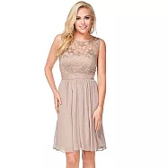 【摩達客】美國進口Landmark裸色花漾蕾絲浪漫優雅派對洋裝晚宴小禮服(含禮盒/附絲巾)S