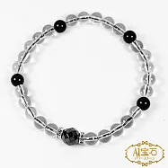 【A1寶石】招財開運白水晶黑膽石黑瑪腦-淨心脈輪日本手鍊