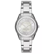 A│X Armani Exchange 秘密情人時尚腕錶-銀