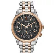 CITIZEN Eco-Drive 王者榮耀三眼光動能腕錶-灰x金銀