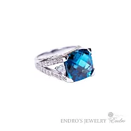 【安垛小姐】Endro手作輕珠寶 世紀藍色托帕石戒指 925純銀13