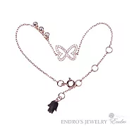 【安垛小姐】Endro手作輕珠寶 蝴蝶水晶手鍊 (鍍玫瑰金) 925純銀