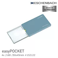 【Eschenbach】4x/16D/50x45mm easyPOCKET 德國製LED攜帶型非球面放大鏡 海星藍 152122