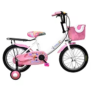 Adagio 16吋大頭妹打氣胎童車附置物籃(台灣製造) 白粉