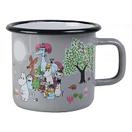 【芬蘭Muurla】嚕嚕米系列-花園琺瑯馬克杯370cc(灰色)咖啡杯/琺瑯杯