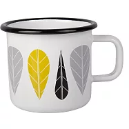 【芬蘭Muurla】黃葉琺瑯馬克杯370cc(白色)咖啡杯/琺瑯杯