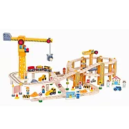 台灣【Mentari木製玩具】工程吊車高架軌道組