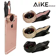 AIKE 美型新設計 4K HD廣角+15X微距 二合一鏡頭 無暗角 近乎無畸變 高質感鋁合金外殼 玫瑰金