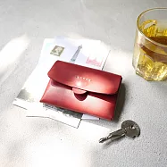 【預購商品】HANDIIN|復古簡約 雙層真皮壓扣式零錢/卡片包 亮紅