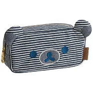 San-X 拉拉熊丹寧休閒牛仔系列筆袋包。條紋牛仔