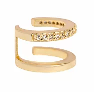 SHASHI 鑲鑽C型雙層耳骨夾 無耳洞女孩必備 JADE PAVE EAR CUFF