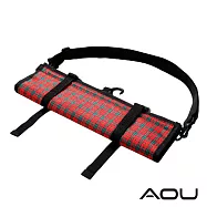 AOU YKK配件 台灣製造 可斜揹 捲式衣物收納袋 衣物袋 多隔層 66-031紅格