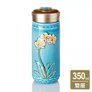 《乾唐軒活瓷》蝴蝶蘭花隨身杯 / 大 / 特雙 /海碧彩金 海碧彩金