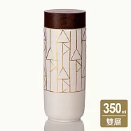 《乾唐軒活瓷》點石成金隨身杯_直紋 / 大 / 特雙 / 木紋蓋 牙白描金