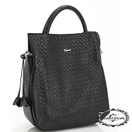 【Milla‧Janes米拉.珍妮絲】英倫風格 編織紋 真皮直筒包(魅力黑)