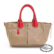 【Milla‧Janes米拉.珍妮絲】英倫風格 三格層 真皮水餃包(卡其)