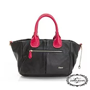 【Milla‧Janes米拉.珍妮絲】英倫風格 三格層 真皮水餃包(魅力黑)