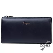 【Zoe’s】頂級牛皮 荔枝紋 大容量男士錢夾(深邃藍)