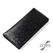 【Zoe&rsquo;s】頂級牛皮 冰裂紋 時尚男士長夾(紳士黑)