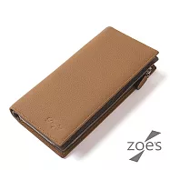 【Zoe’s】頂級牛皮 荔枝紋 大容量男士錢夾(時尚棕)