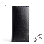 【Zoe’s】頂級牛皮 荔枝紋 復古男士錢夾(紳士黑)