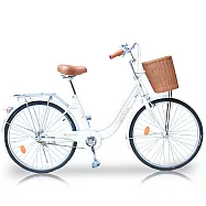 SPORTONE U1 24吋Cinderella灰姑娘牛奶淑女車 低跨點設計公主淑女車學生車 時尚復古風(城市悠遊、通勤車代步最佳首選)-白