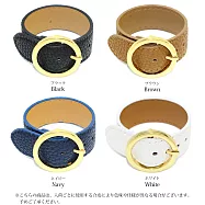 【日本Osewayaお世話や】日本製-手錶造型金屬皮革手環 -NAVY藍