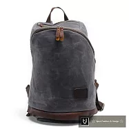 【Zoe’s】歐美復古時尚蠟帆布X瘋馬皮雙開拉鍊後背包(品味灰)