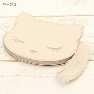 【Pooh Chan-噗將閉眼貓】小尾巴-零錢票卡兩用包【買就送純銀項鍊市價850】 -米色