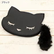 【Pooh Chan-噗將閉眼貓】小尾巴-零錢票卡兩用包【買就送純銀項鍊市價850】 -黑色