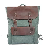 【Zoe&rsquo;s】韓版風格大容量真皮帆布掀蓋雙肩包(淺綠色)