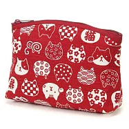 日本製【満福屋】忠厚老實汪星人化妝收納包-紅