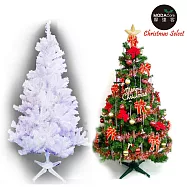 台灣製造5呎/5尺(154cm)豪華版夢幻白色聖誕樹 (+飾品組)(不含燈)(本島免運費) 紅金色系