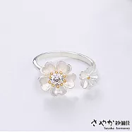 【Sayaka紗彌佳】純銀文創風格手工製花朵鑲鑽開口戒