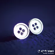 【Sayaka紗彌佳】純銀 小清新風格愛的鈕扣 耳環 耳針式