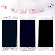 【Sanrio三麗鷗】iPhone 8 /iPhone 7 (4.7吋) 繁花系列 9H強化玻璃彩繪保護貼(KITTY)