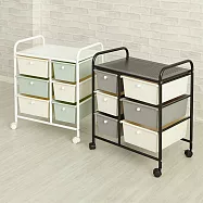 【H&R安室家】拼色雙排三大三小抽屜車-G082白綠