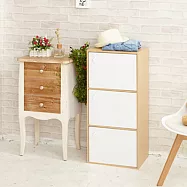 【H&R安室家】簡約木紋三門收納櫃/置物櫃-BCF32白門