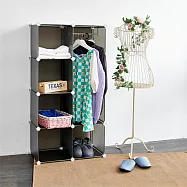 【H&R安室家】魔術空間8格衣櫥組合櫃(附門4片)-HP83尊爵黑