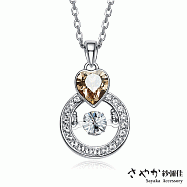 【Sayaka紗彌佳】項鍊 925純銀繽紛心情懸浮閃動項鍊 施華洛世奇元素水鑽-晶耀澄黃鑽