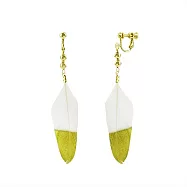 Snatch 金鳥羽毛耳夾 - 白 / Golden Bird Feather Earrings - White