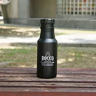 【DESTINO STYLE】日本ROCCO OneTouch彈蓋隨身保溫/保冷水瓶500ml(附提袋)曜黑 & 水瓶提袋(