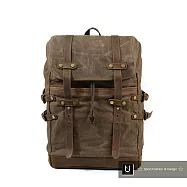 【US.STYLE】歐美冒險登山 蠟染帆布X瘋馬皮雙肩登山包(卡其棕)