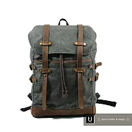 【US.STYLE】歐美冒險登山 蠟染帆布X瘋馬皮雙肩登山包(品味灰)