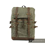 【US.STYLE】歐美冒險登山 蠟染帆布X瘋馬皮雙肩登山包(軍綠)