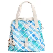 KIPLING 前掀蓋尼龍拉鍊肩背∕斜背包-藍格紋(現貨+預購)藍格紋