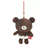 San-X 巧克貓熊變身系列毛絨公仔螢幕擦吊飾。咖