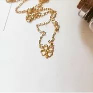 【DoriAN】 愛心四葉幸運草925純銀鍍18K金項鍊 -金色